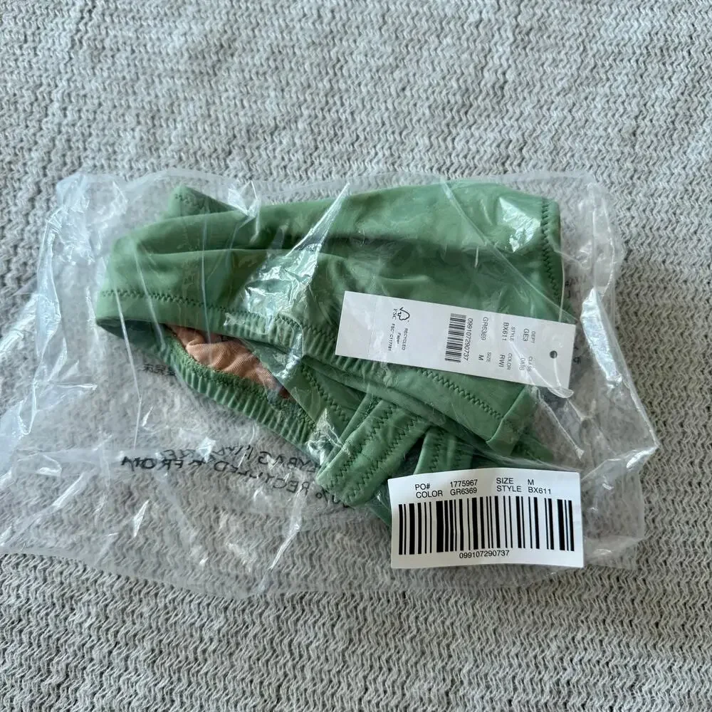 J. Crew Green Over the Shoulder Scoop Neck Heritage Bikini Top - Medium - NWT
